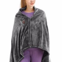 Туристический плед пончо с подогревом Heating Shawl Blanket JT-202275 от USB Power Bank Электроодеяло с застежкой 3 режима нагрева для кемпинга Серый
