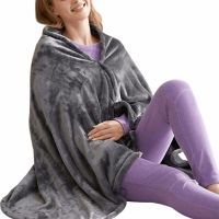 Туристический плед пончо с подогревом Heating Shawl Blanket JT-202275 от USB Power Bank Электроодеяло с застежкой 3 режима нагрева для кемпинга Серый