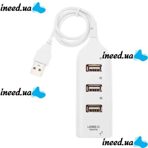 USB хаб Hi-Speed XD4 White на 4 порта, Универсальный разветвитель с 4 выходами концентратор переходник HUB 480 Мбит для компьютера от USB Белый