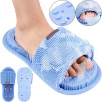Силиконовый массажный шлепок Massage Slipper Tatboomu для массажа стоп ног, Тапочек 28.5х13.5 см с акупунктурным эффектом из силикона для душа Синий