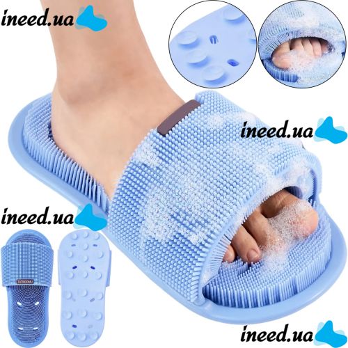 Силиконовый массажный шлепок Massage Slipper Tatboomu для массажа стоп ног, Тапочек 28.5х13.5 см с акупунктурным эффектом из силикона для душа Синий