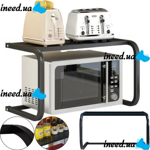 Настольная полка стеллаж для микроволновки Multifunctional Microwave rack AND979, Кухонный органайзер над микроволновой СВЧ печью для мелочей Черная