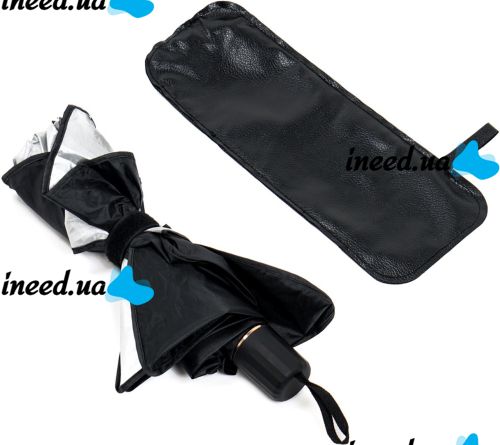Автомобільна світловідбиваюча шторка парасолька Car Umbrellas сонцезахисний тент 120х70 см козирок на лобове скло для захисту від сонця в авто Чорний