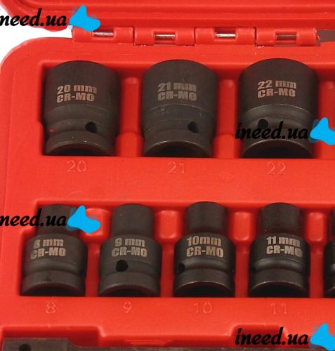 Набор торцевых шестигранных головок Piece Tool Set 1/2" 31шт в кейсе, Ударные головки 8-32mm с удлинителем и угловой насадкой 31 предмет в чемодане