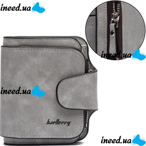 Женский замшевый кошелек Baellerry Forever Mini N 2346 Grey женское мини портмоне на 10 отделений для купюр и мелочи 10.5Х11.5 см Серое