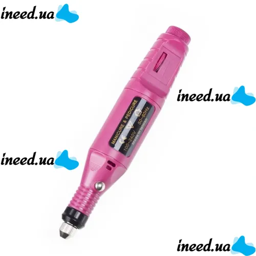 Bucos Nail Drill ZS-100 Handheld Polisher (20,000 rpm) for Professional Manicures and Pedicures—6-in-1 Polishing Handpiece, + Bit Set—Pink