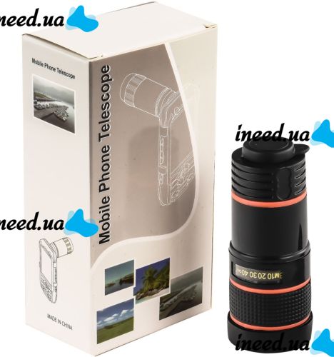 Увеличительный объектив для телефона Mobile Phone Telescope TV-8045 8х, Мобильный телескоп с 8 кратным увеличением фокусировкой картинки на прищепке