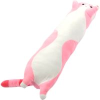 Мягкая плюшевая игрушка-подушка Кот Батон 50 см Pink детская подушка обнимашка котик, игрушечный длинный антистресс кот-батон от 3-х лет Розовый