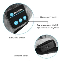 Sleep and Rest Mask 3D Music Goggles AND183 with Bluetooth Headset, USB Blindfold with Velcro Headphones with Battery Grey