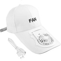 Бейсбольная кепка с вентилятором Fan RS-75 Белая, солнцезащитная, охлаждающая бейсболка с обдувом, USB зарядкой, аккумулятором на солнечной батарее