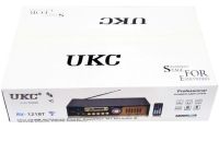Стерео усилитель мощности звука UKC AV-121BT 200W, Пятиканальный портативный стереоусилитель с караоке на 2 микрофона, FM радио и Bluetooth USB