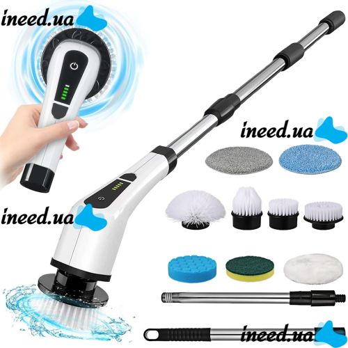 Беспроводная щетка Electric Cleaning Brush JY-6010 9в1 с насадками для влажной уборки, Аккумуляторная электрощетка ECB-888 с телескопической ручкой