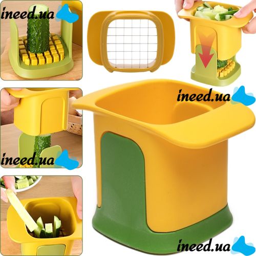 Измельчитель для овощей Vegetable Chopper 2 в 1 кухонная ручная овощерезка с двумя сменными насадками для нарезки картофеля на ломтики и кубики