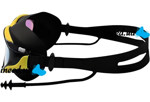 Очки для плавания Conquest Uv Shield Anti-Fog защитная маска с двойным регулируемым ремешком, берушами и защитой от УФ в чехле для бассейна 17х5 см
