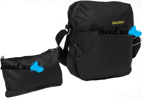 Городской набор сумок 3 в 1 Backpack 9018 рюкзак для ноутбука 15", сумка через плечо и кошелек на молнии с USB портом для наушников 42х33 см Черный