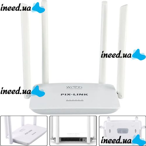 Wireless Wi-Fi Router 300 Mbps Pix-link Router LV-WR08, WIFI Router up to 300 Mb/s with 4 External Antennas and 4 ports White