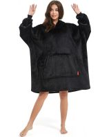 Hoodie Huggle Hoodie Ultra Plush Blanket 2 in 1 Unisex Oversize Hoodie Hoodie Plush Plaid with Fleece Sleeves 74X110 cm Black