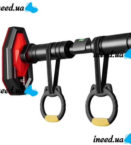 Раздвижной турник в дверной проем RPM Sports DL-413 65-100 см телескопический тренажер для подтягиваний с уровнем и кольцами, планка на двери AND5364