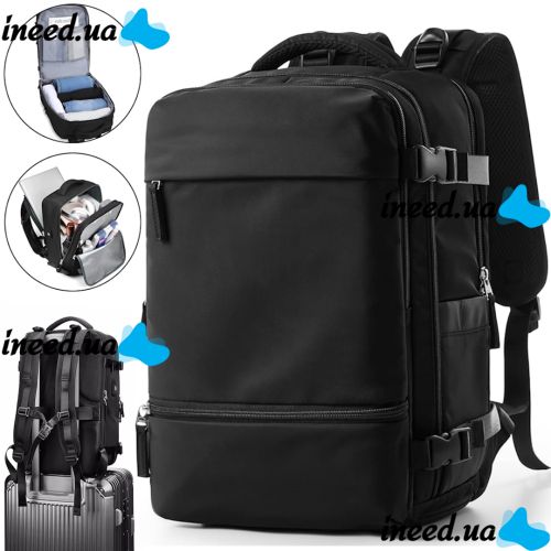 Quentin J3279 Black Airplane Hand Luggage Backpack for Laptop 15.6" Travel Bag with USB Port Wizz Air Ryanair for Airplane