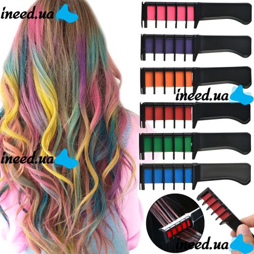 Набор мела для волос Hair Chalk FM227 разноцветные красители 6 шт комплект расчесок с цветными мелками для окрашивания волос детей и взрослых