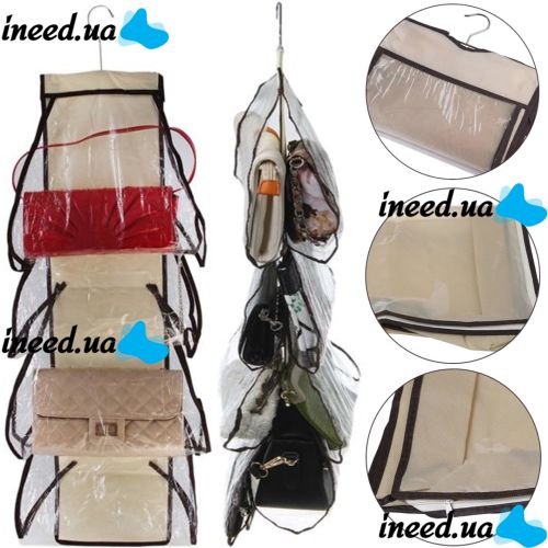 Organizer for storing bags on a hanger Range Sacs a Main, hanging hanger for 16 bags, hanger organizer for accessories for 8 sections, pockets