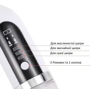 Rechargeable Vacuum Pore Cleaner Face Slimmer for Vacuum Cleaning of Facial Skin , Wireless Device for Hydropilling and Peeling 6 Nozzles White