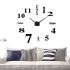 Великі 3D безшумні настінні годинники Diy Clock ZH01510 BLACK 90 см, Безкаракасні самоклеючі 3Д годинник цифри на стіну для дому, офісу чорні