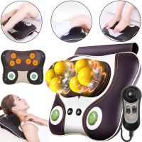 Массажная подушка Massage Pillow HT-8802 роликовый массажер для спины и шеи с подогревом, режимом магнитотерапии и подсветкой 3 режима работы от сети        