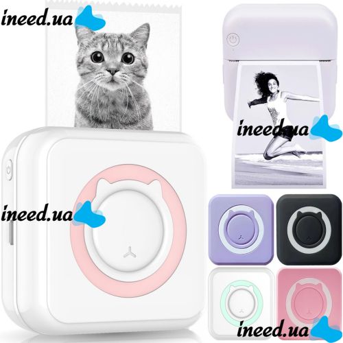 Беспроводной мини принтер Cat Mini Printer MAG-693 57mm с Bluetooth, Карманный детский термопринтер для печати без чернил для смартфона 1200mah