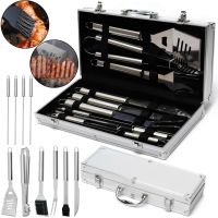 Набор для мангала в кейсе BBQ Tools Set AL-10 10 в 1 43х21х8 см шашлычный комплект из нержавеющей стали для гриля и барбекю в алюминиевом чемодане