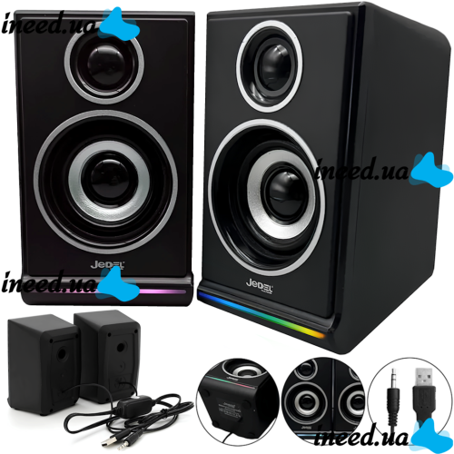 Провідні комп'ютерні колонки Jedel S-578 2.0 6W стерео RGB колонка з регулюванням гучності, акустика з підсвічуванням для ПК і ноутбука від USB