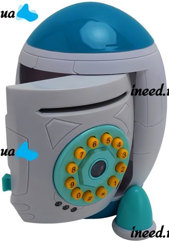 Детская электронная копилка сейф Ракета Rockets Money Box 852A купюроприемник с кодовым замком и отпечатком пальца для купюр и монет на батарейках