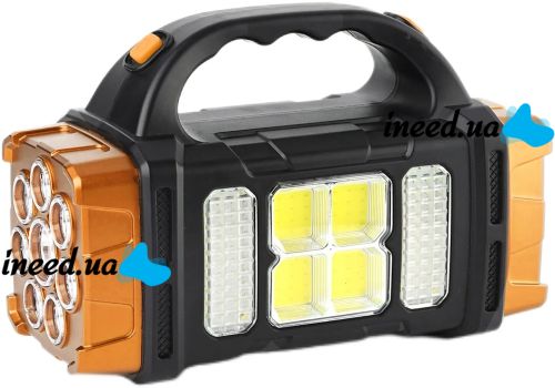 Handheld Rechargeable Flashlight with Powerbank X-Balog HB-2678 1500mAh Solar Powered Portable LED Flashlight Floodlight for Camping USB