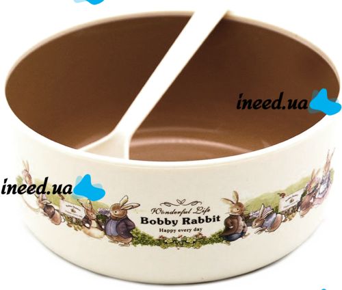 Набор детских тарелок с ложечками Bobby Rabbit 12.4х5.7 см пластиковый комплект посуды 8 предметов 4 глубокие тарелки 4 ложки для детей Бобби кролик