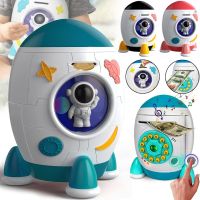 Детская электронная копилка сейф Ракета Rockets Money Box 852A купюроприемник с кодовым замком и отпечатком пальца для купюр и монет на батарейках