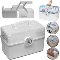 MVM PC-16 28x15x14 cm M plastic storage organizer, home medicine cabinet with sliding shelves 3067-2 White