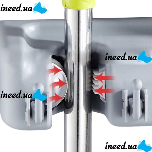 Настенный держатель для швабры и щеток Broom Holder mh-05 держатель-органайзер на 5 отсеков и 6 крючков органайзер фиксатор для инвентаря Серый