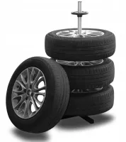Garden Line 26X-82 Floor-Standing Wheel Storage Rack for 4 Wheels (up to 100 kg)—Vertical Stand for Car Tires and Rims, 105×45 cm