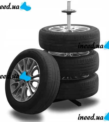 Garden Line 26X-82 Floor-Standing Wheel Storage Rack for 4 Wheels (up to 100 kg)—Vertical Stand for Car Tires and Rims, 105×45 cm