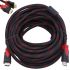 Усиленный кабель Hdmi to Hdmi 10м 1080p в обмотке Кабель-удлинитель HDMI-HDMI 10m 10 m, 10 м для монитора и телевизора в оплетке Черно Красный