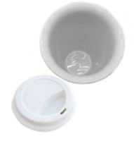 Керамический стакан чашка StarBucks Ceramic Cup HY-101, Многоразовая термочашка Старбакс 300 мл с силиконовой крышкой с поилкой Белая