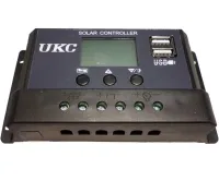 Солнечный контроллер заряда АКБ UKC DP-510A 10A, 12-24В с LCD дисплеем, Контроллер экран, 2хUSB для контроля заряда батарей в солнечных панелях Черный