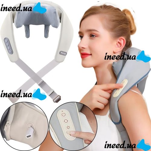 Electric Shock Massager Electric Neck Massager XL-653 Heated for Back, Shoulders and Neck, Rechargeable Roller Massager MAG-724 Grey
