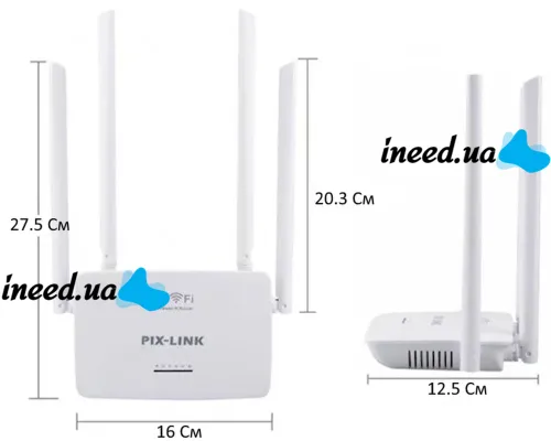 Wireless Wi-Fi Router 300 Mbps Pix-link Router LV-WR08, WIFI Router up to 300 Mb/s with 4 External Antennas and 4 ports White