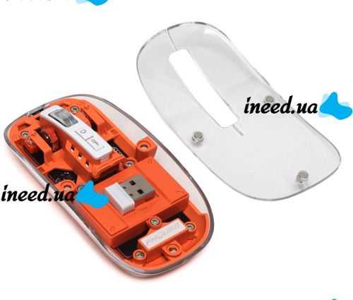 Бездротова ігрова Bluetooth мишка FMOUSE M133 для комп'ютера і ноутбука 2.4GHZ 2400 DPI прозора акумуляторна миша з підсвічуванням для ПК від USB