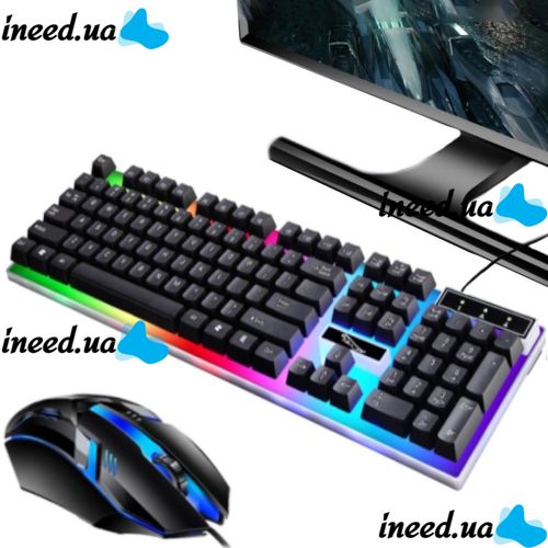Игровой набор Gaming ZGB G21B проводная игровая клавиатура и мышь для ПК с RGB светодиодной подсветкой, Компьютерный комплект мышка и клавиатура