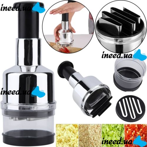 Ручной пресс измельчитель Onion Vegetable Food Chopper SF-462 для измельчения лука и чеснока с крышкой, Чеснокодавка чоппер из нержавеющей стали