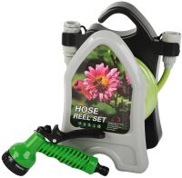 Садовый поливочный набор Roll Garden Hose Reel LY-907 водяной шланг 10 м на катушке с пистолетом распылителем 3/8" комплект для полива 7 режимов