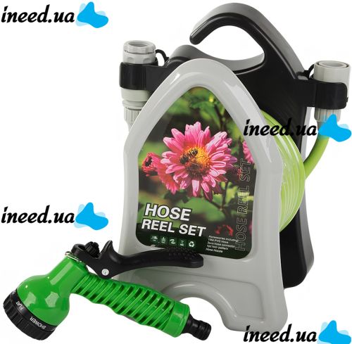 Садовый поливочный набор Roll Garden Hose Reel LY-907 водяной шланг 10 м на катушке с пистолетом распылителем 3/8" комплект для полива 7 режимов