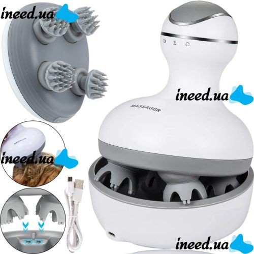 Wireless Waterproof Massager Smart Scalp Massager ST-701 for Head, Neck and Shoulders Rechargeable Massager for Cats and Dogs Verte-X 3D White